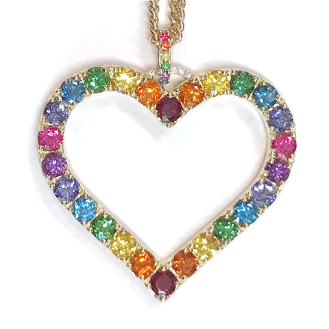 Rainbow Open Heart Necklace