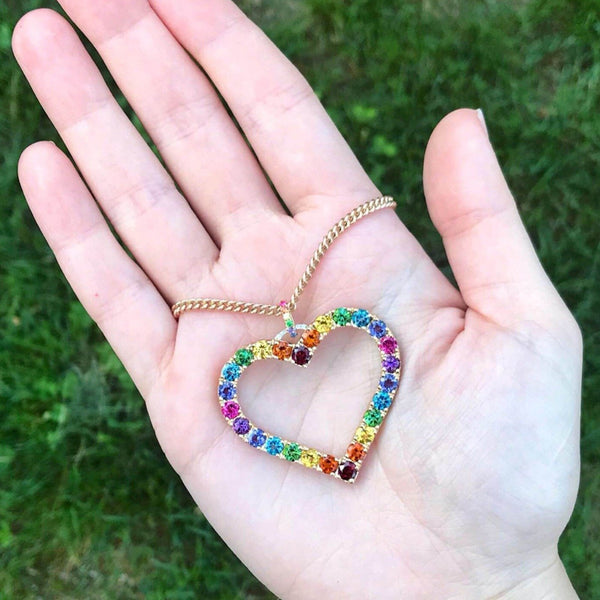 Rainbow Open Heart Necklace