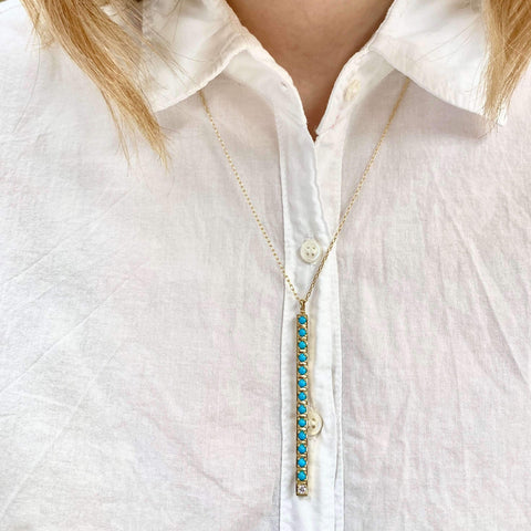 Vertical Turquoise Bar Necklace