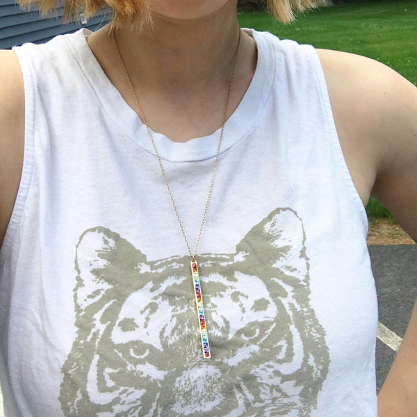 Vertical Rainbow Bar Necklace