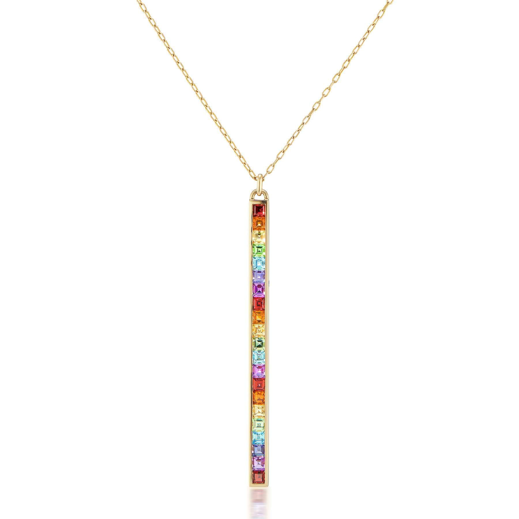 Vertical Rainbow Bar Necklace