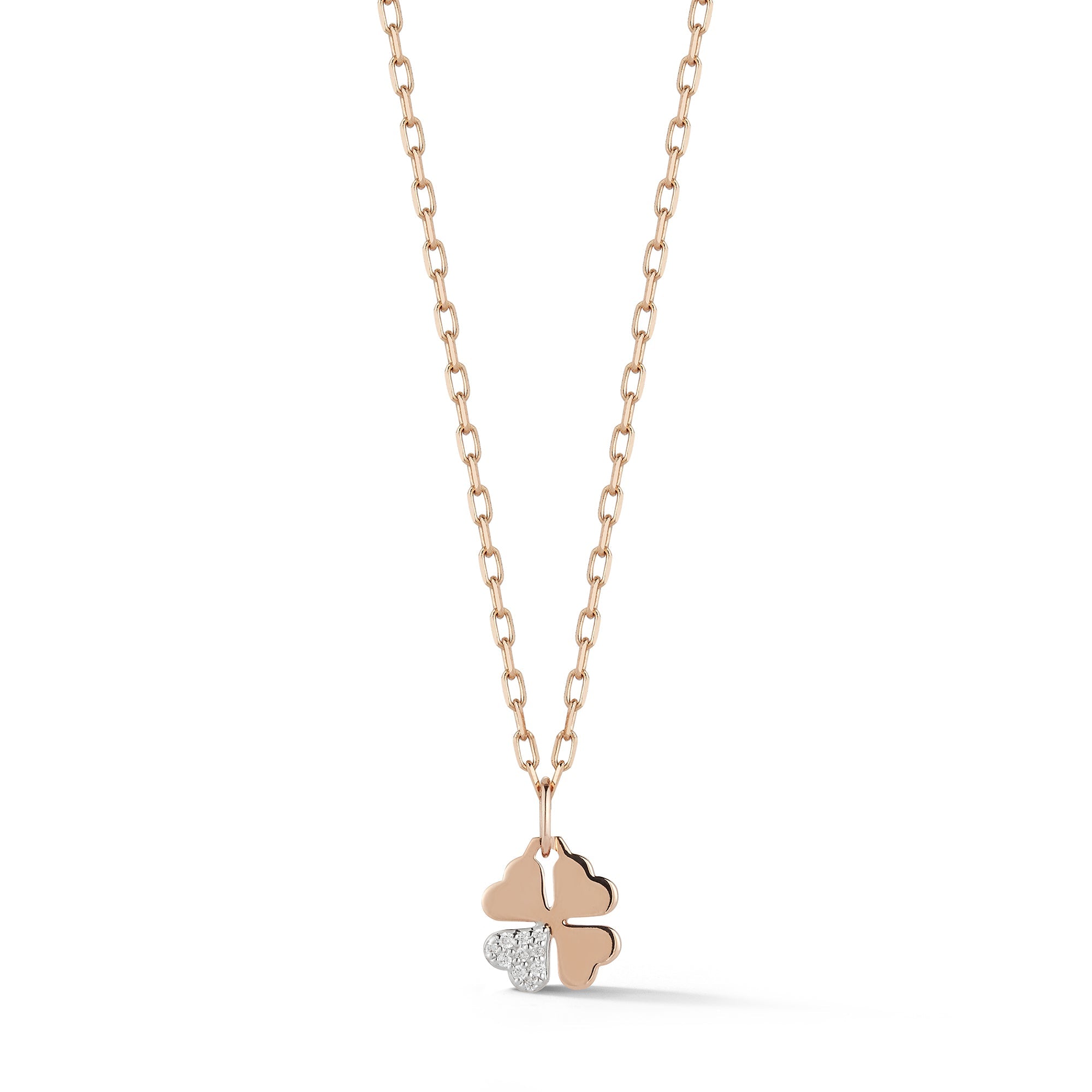 Dora Gold Mini Clover with One Diamond Leaf Necklace