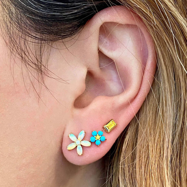 Petite Turquoise Floral Studs