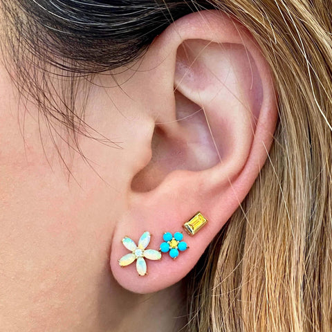 Petite Turquoise Floral Studs