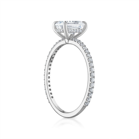 Emerald Pave with Pave Underbezel Engagement Ring in Platinum