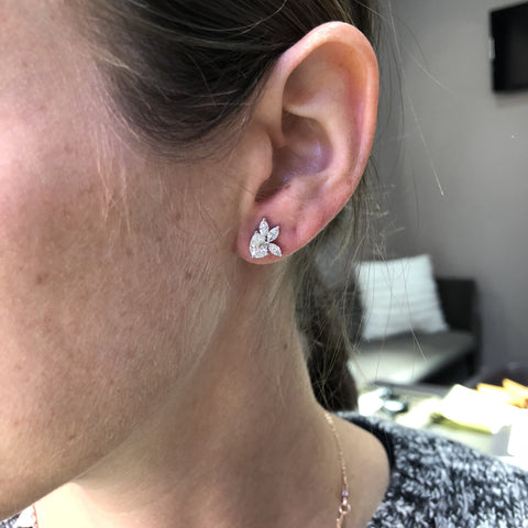 Pear and Marquise Diamond Cluster Earrings