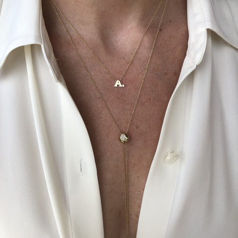 Letter Necklace with Single Diamond Bezel