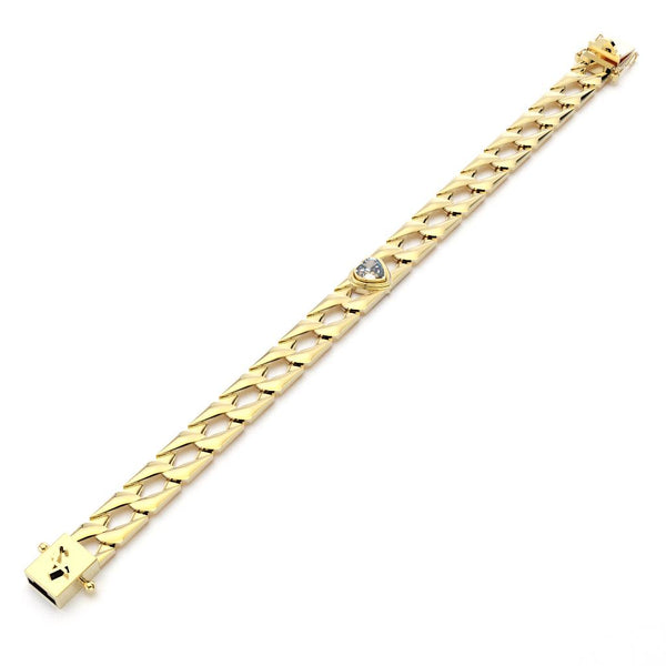 Heart Yellow Gold Cuban Link Bracelet
