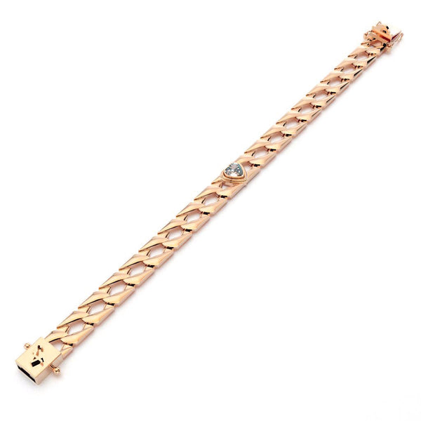Heart Rose Gold Cuban Link Bracelet