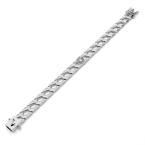 Heart White Gold Cuban Link Bracelet