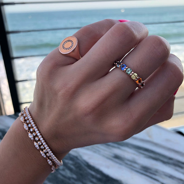 Round Sapphire Rainbow Band