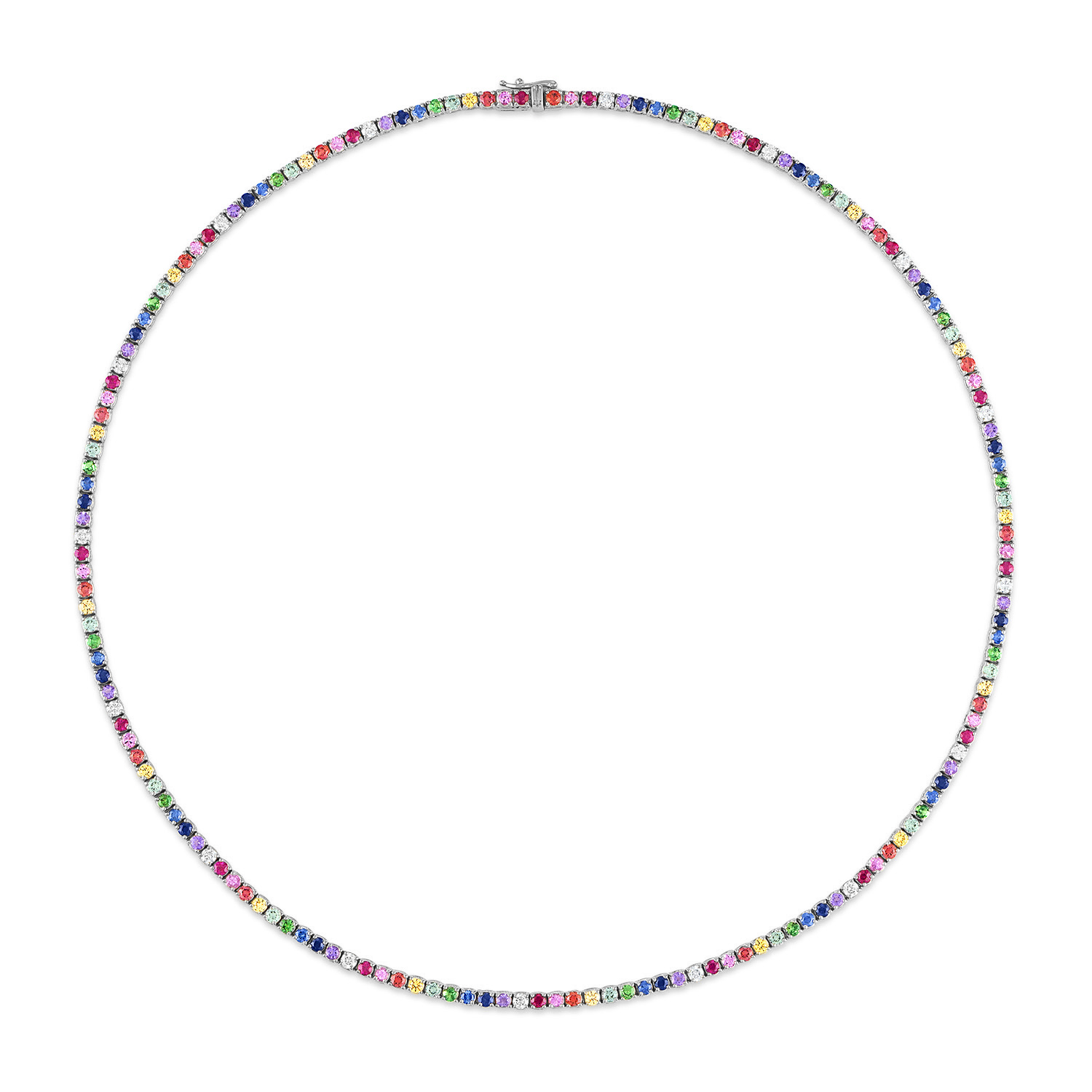 Rainbow and Diamond Tennis Necklace