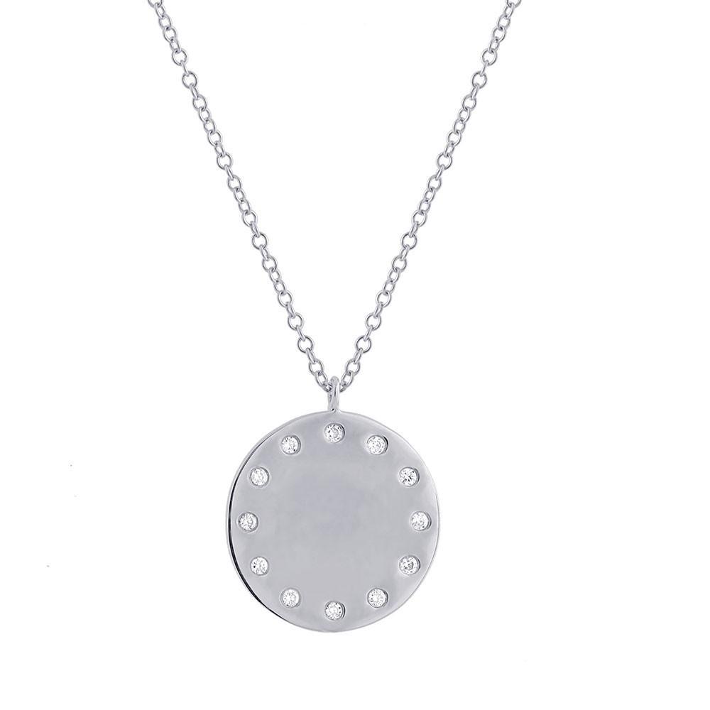 Disc Pendant with Diamond Outline