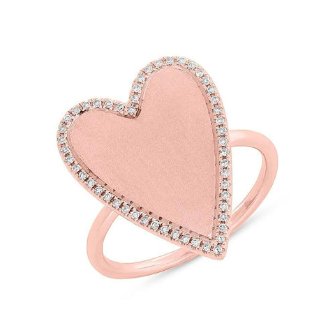 Jumbo Heart Ring with Pave Outline