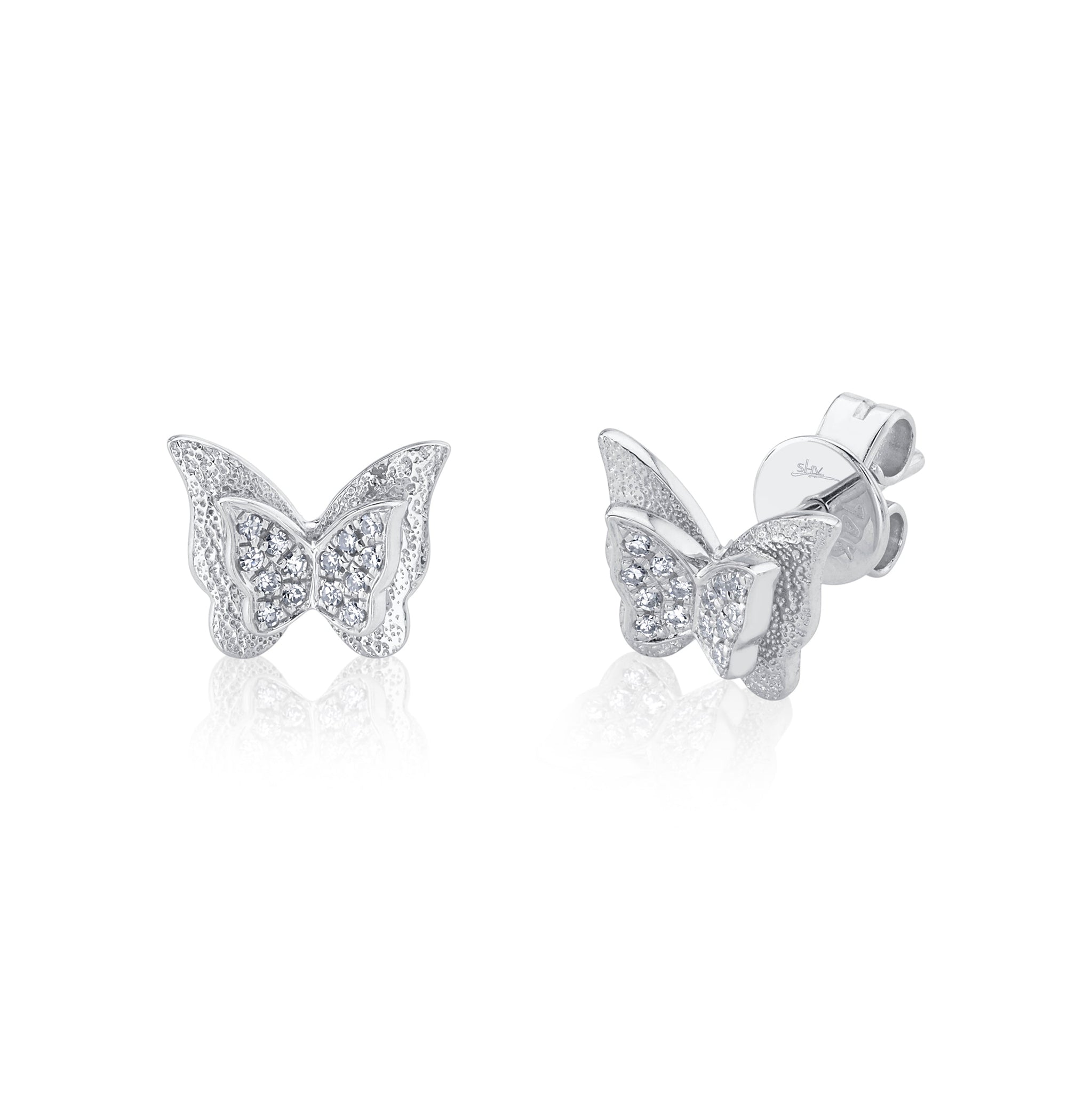 Butterfly Studs in White Gold