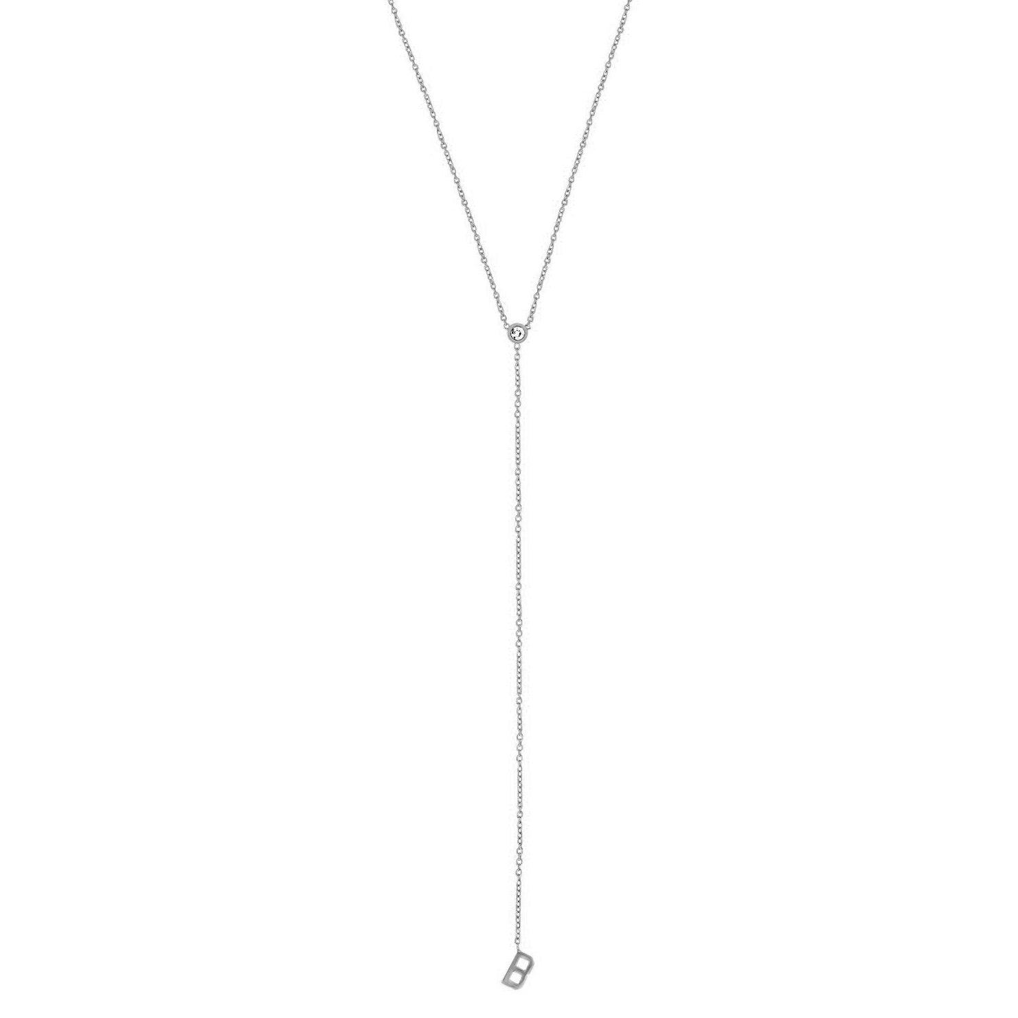 Mini Letter Lariat with Diamond Bezel