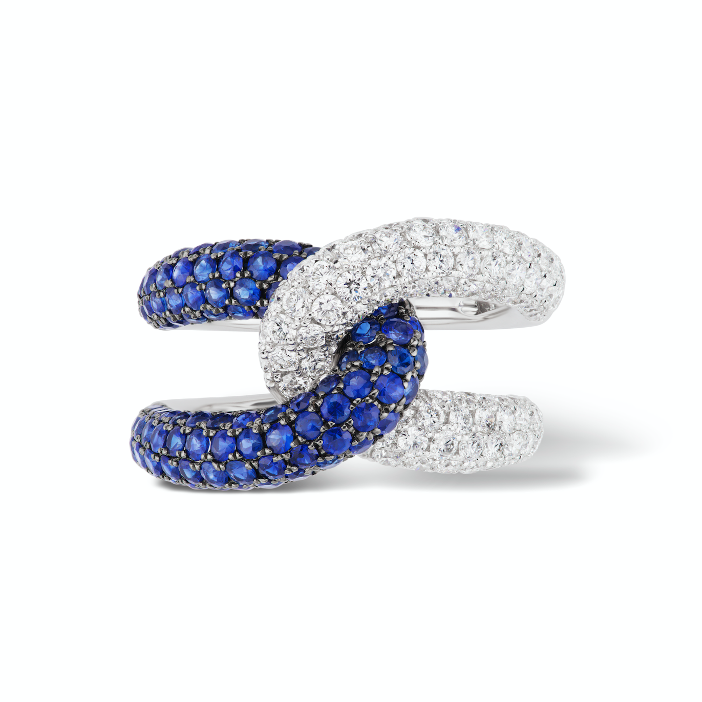 Gemstone and Diamond Intertwin Ring