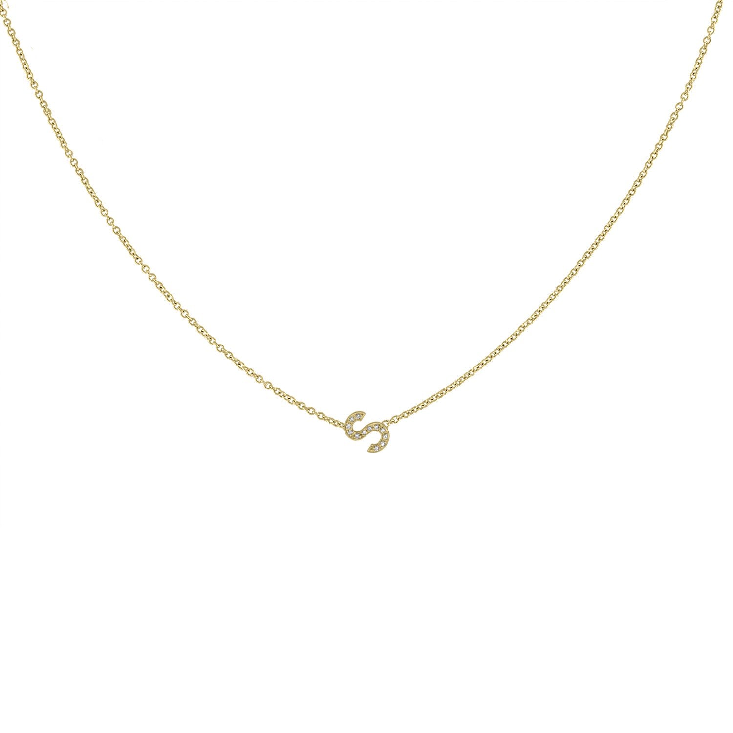 Mini Pave Letter Necklace