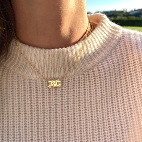 Large Bubble with Pave Outline Necklace