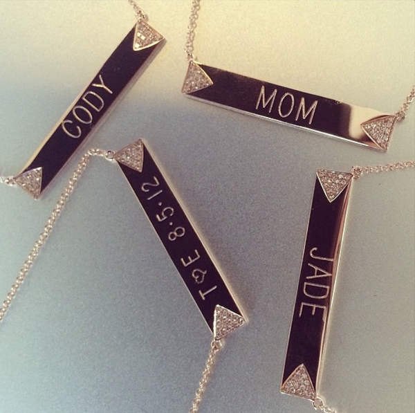 Double Triangle Nameplate Necklace - Font Style