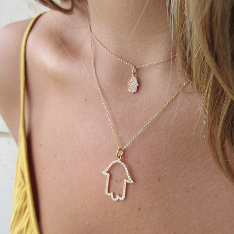Hamsa Pave Necklace
