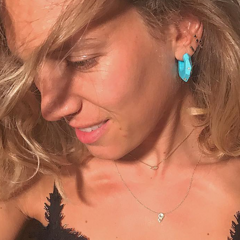 Lapis Facet Stone Hoops