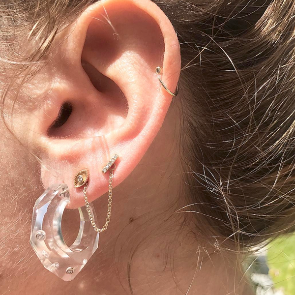 Lapis Facet Stone Hoops