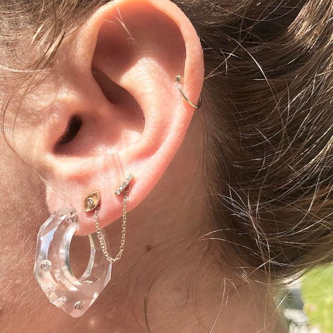 Lapis Facet Stone Hoops