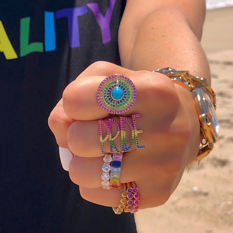 Rainbow Statement Stack Ring