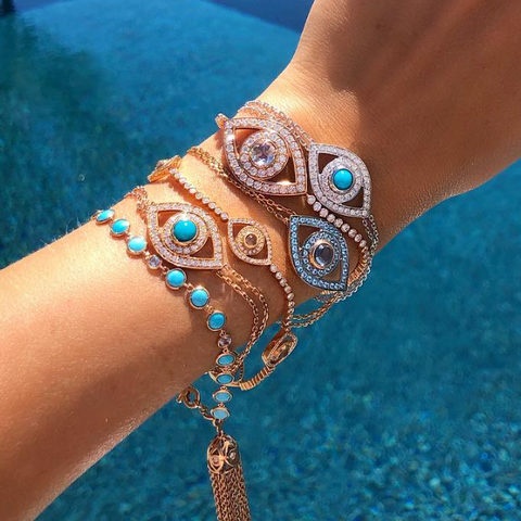 Diamond and Turquoise Eye Bracelet