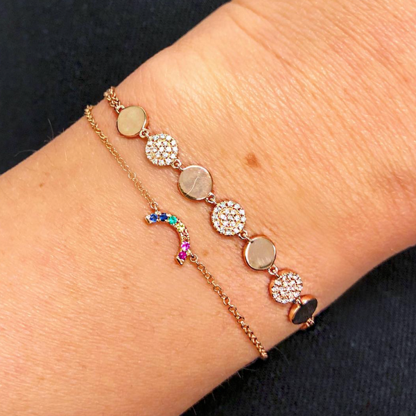 Gold and Diamond Disc Bracelet