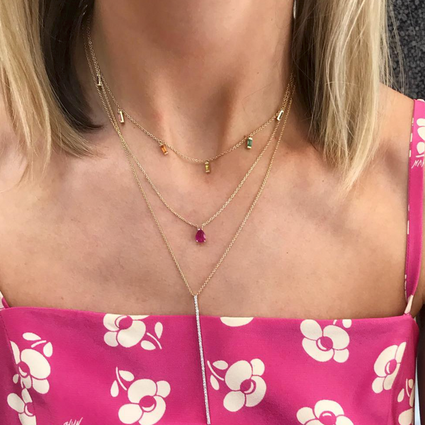 Rainbow Baguette Necklace
