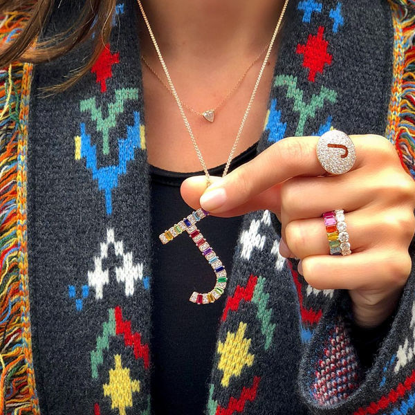 Jumbo Rainbow Initial Necklace