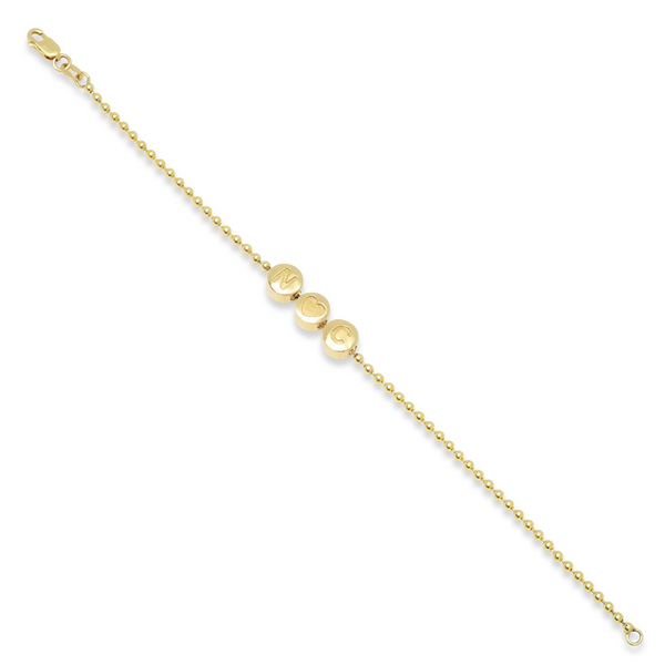 Gold 3-Letter Initial Bead Bracelet