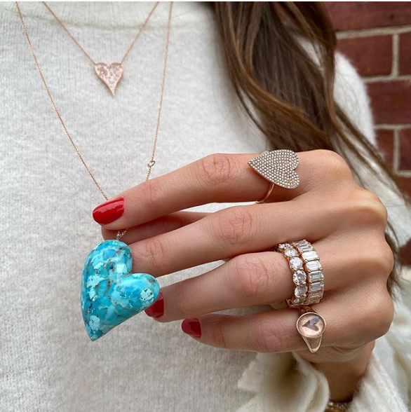 "Self Love" Rose Gold Turquoise Heart Necklace