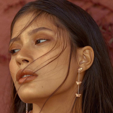 3 Drop Tiny Migration Chain Earrings