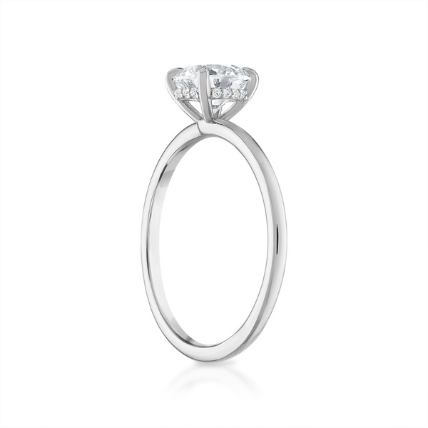 Round Solitaire with Pave Underbezel Engagement Ring in Platinum