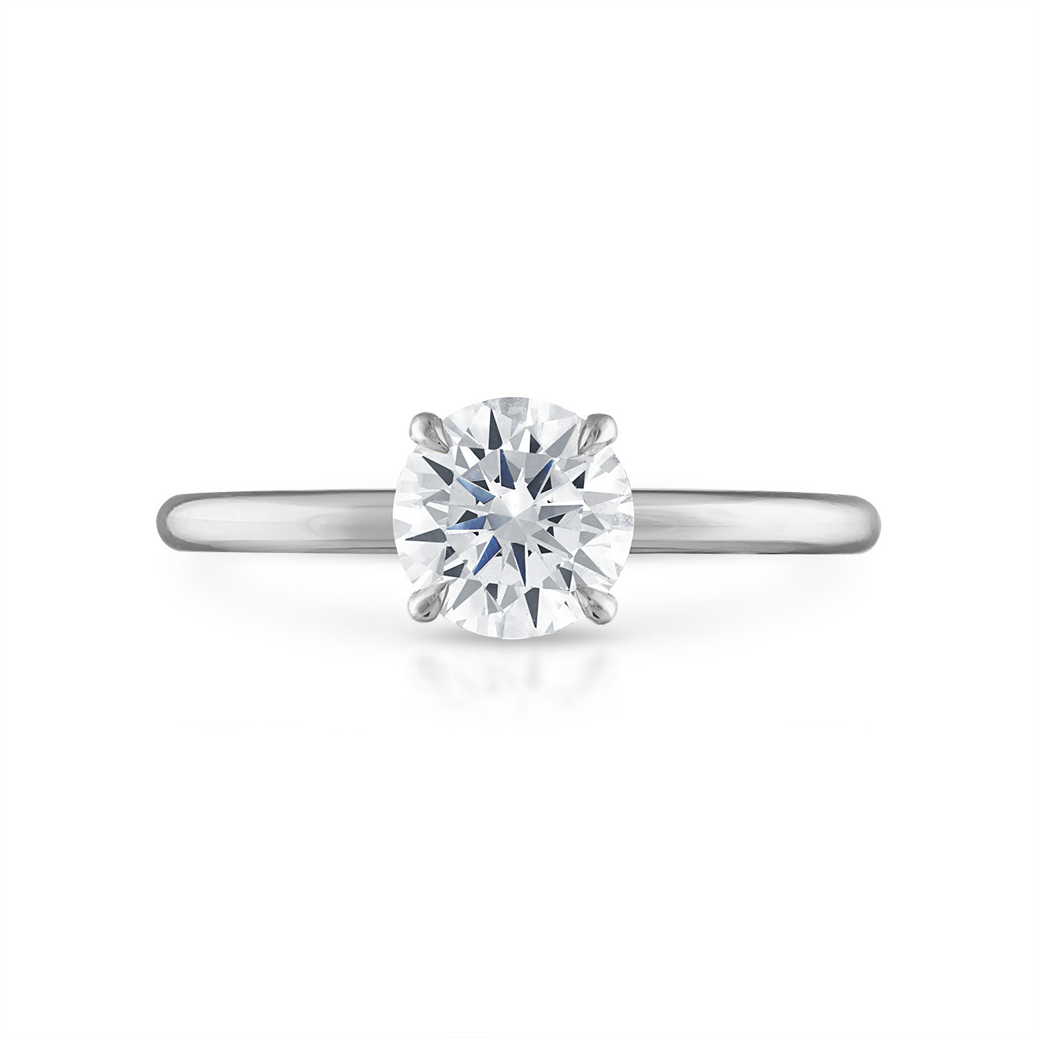 Round Solitaire with Pave Underbezel Engagement Ring in Platinum