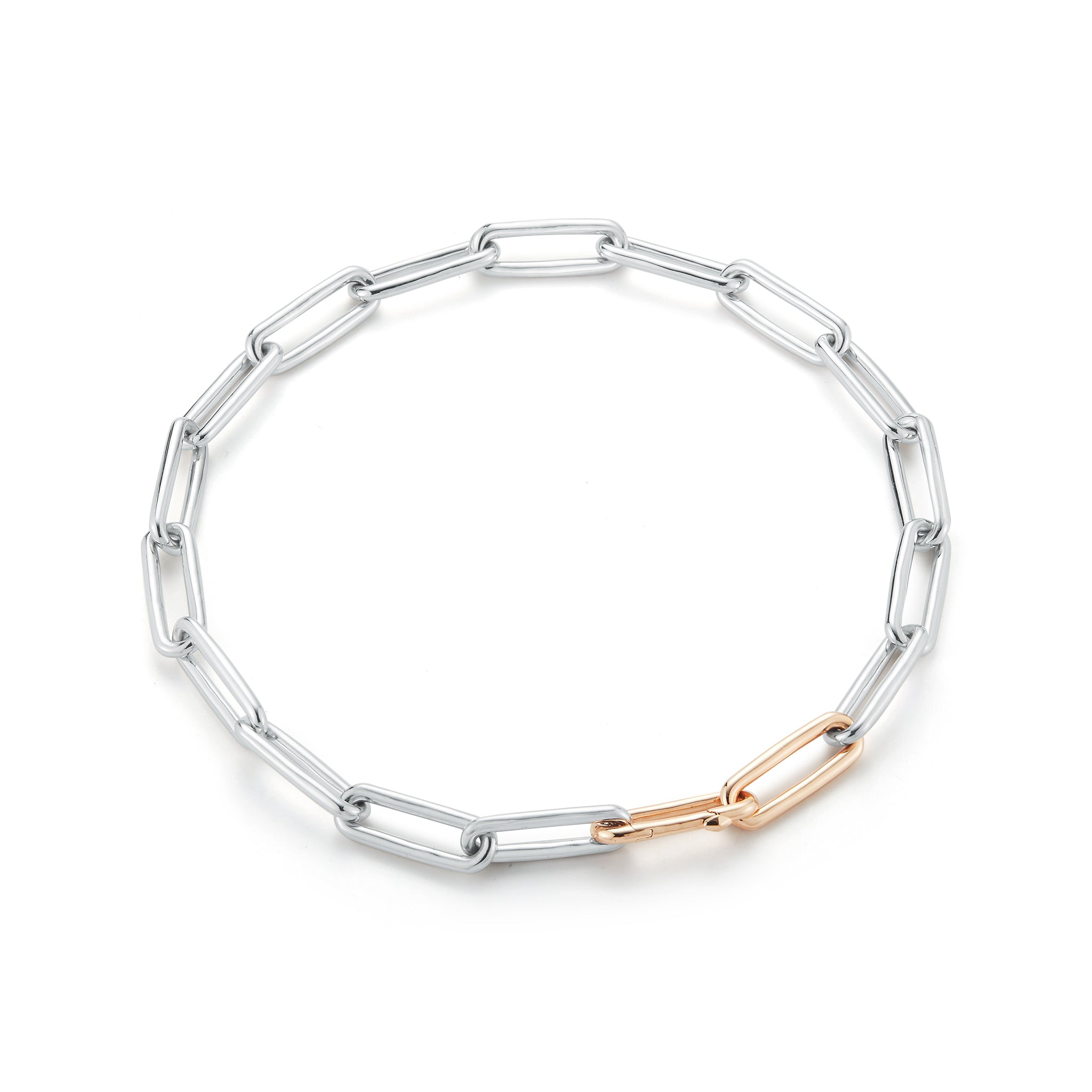 Saxon Two Toned Elongated Chain Link Necklace