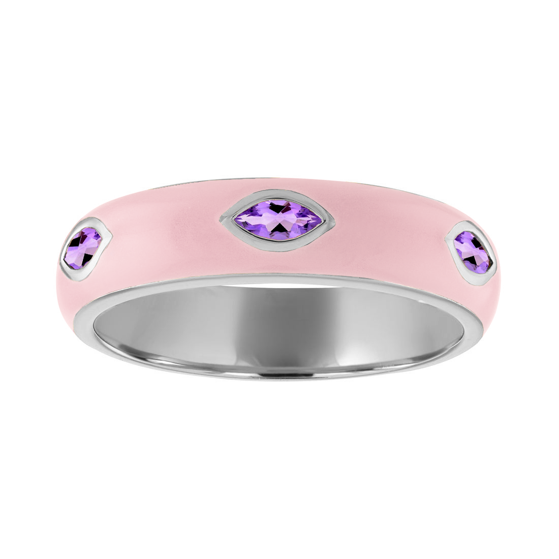 Enamel Ring with Amethyst Gemstone