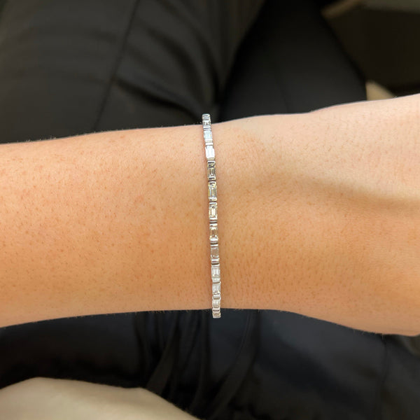 Bar Set East West Baguette Tennis Bracelet 3.39ct