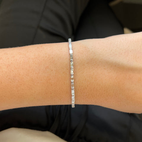 Bar Set East West Baguette Tennis Bracelet 3.39ct
