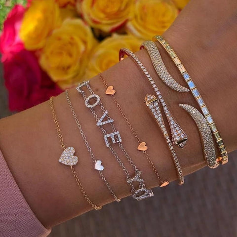 Mini Pave Heart Bracelet