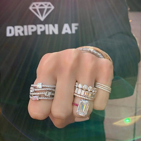 IN STOCK - White Gold Pave Stack Band, Size 5.5