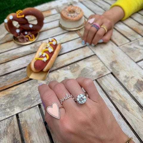 Jumbo Heart Ring with Pave Outline