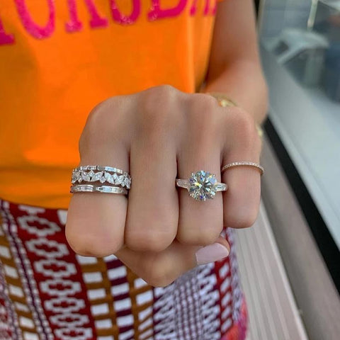 Alternating Marquise and Round Halfway Band