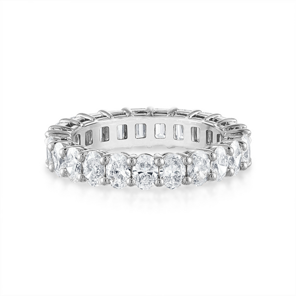 Oval and Emerald Undecided Band in Platinum