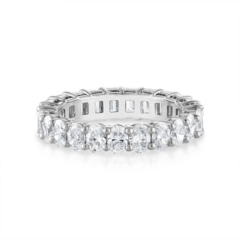 Oval and Emerald Undecided Band in Platinum