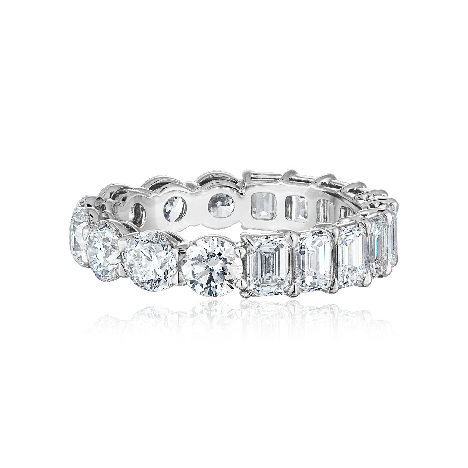 Round and Emerald Undecided Band in Platinum