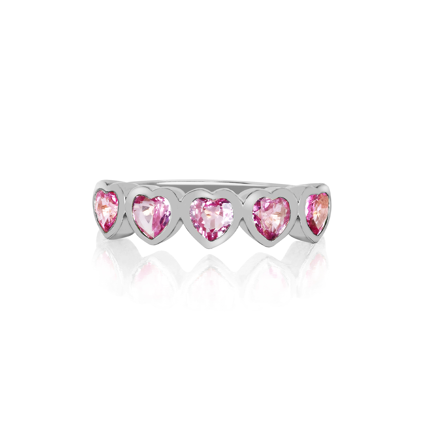 Multi Pink Sapphire Heart Ring